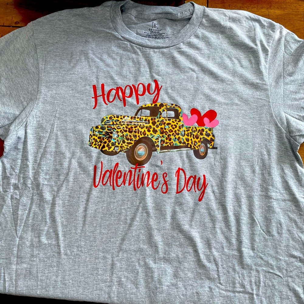 Leopard print old truck valentines t shirt